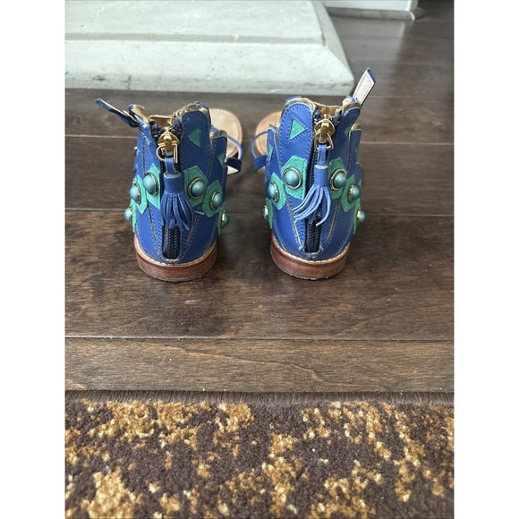 Kate Spade PEACOCK Soto Emerald Napa Leather Sandal Size 7.5 M NIB Gorgeous - Picture 11 of 13